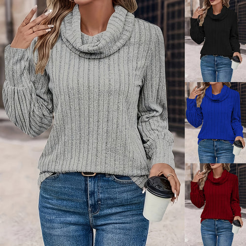 Comfortable sweater for ladies with wide collar and textured pattern Amarae