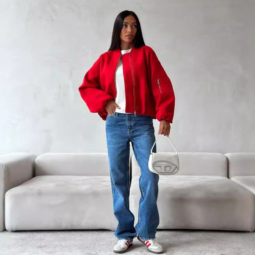 Casual bomber jacket for women with quilted design and practical pockets Lune London