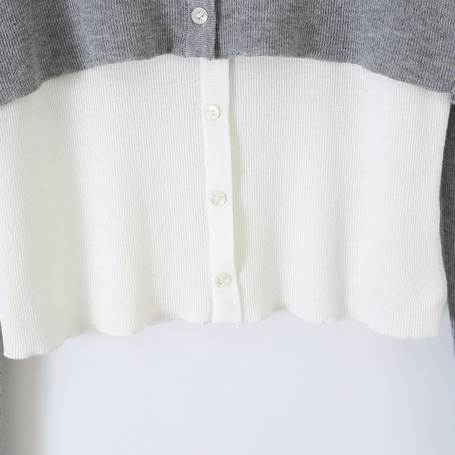 Ladies fine-knit bolero with integrated shirt panel and button details Amarae