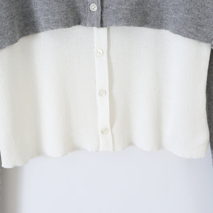 Ladies fine-knit bolero with integrated shirt panel and button details Amarae