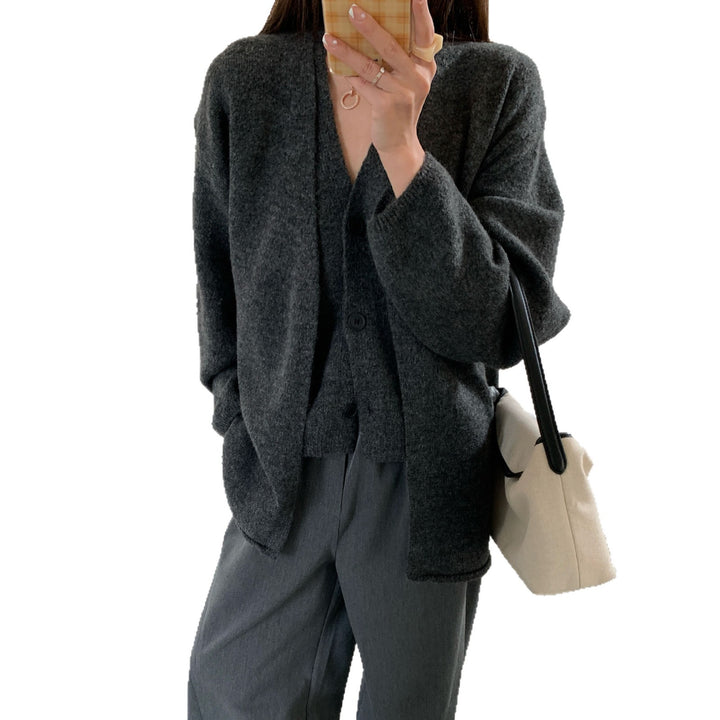 Gilet en tricot décontracté pour femmes avec fermeture à boutons et manches volumineuses Chic & Stil