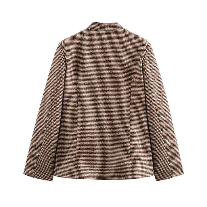 Elegant plaid jacket for women with continuous button placket and practical pockets Lune London