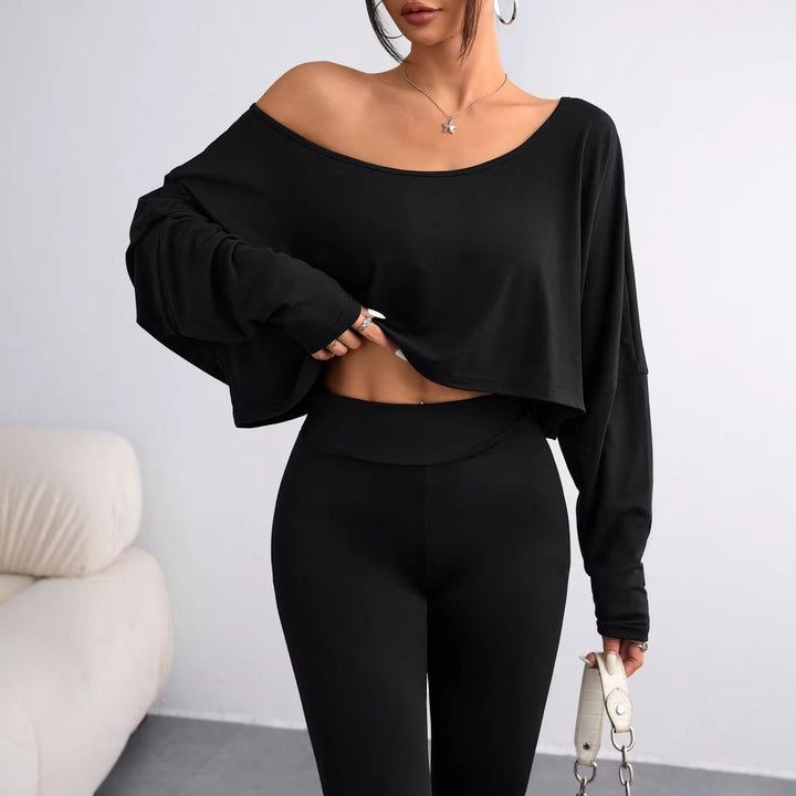 Women's Casual Crop Top with Loose Fit and Asymmetrical Neckline Lune London