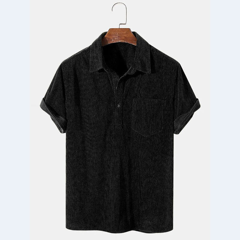 Men's short-sleeve striped fabric polo with button placket and chest pocket Chic und Stil