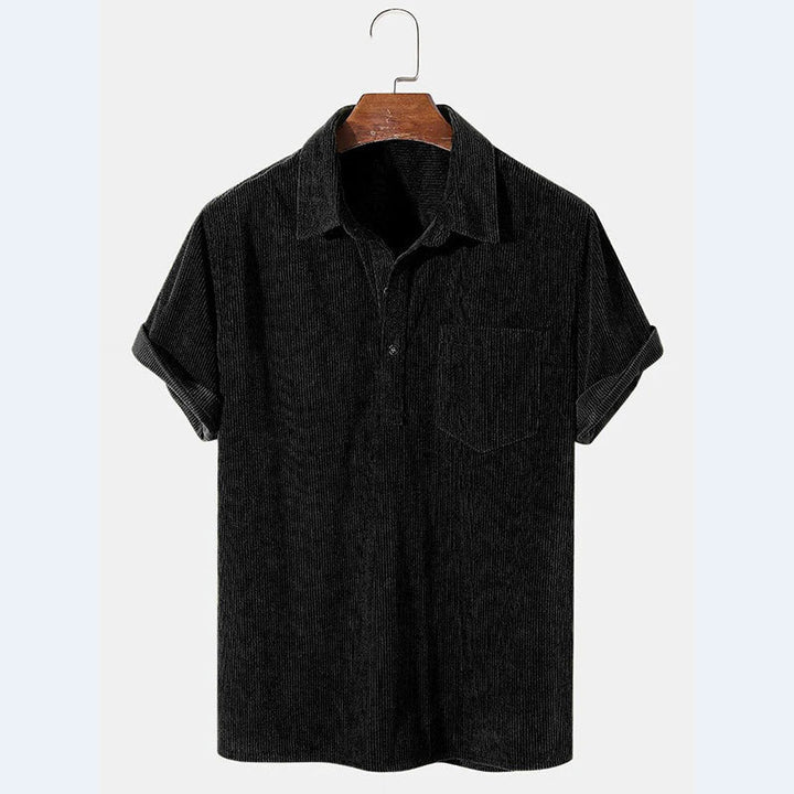 Men's short-sleeve striped fabric polo with button placket and chest pocket Chic und Stil