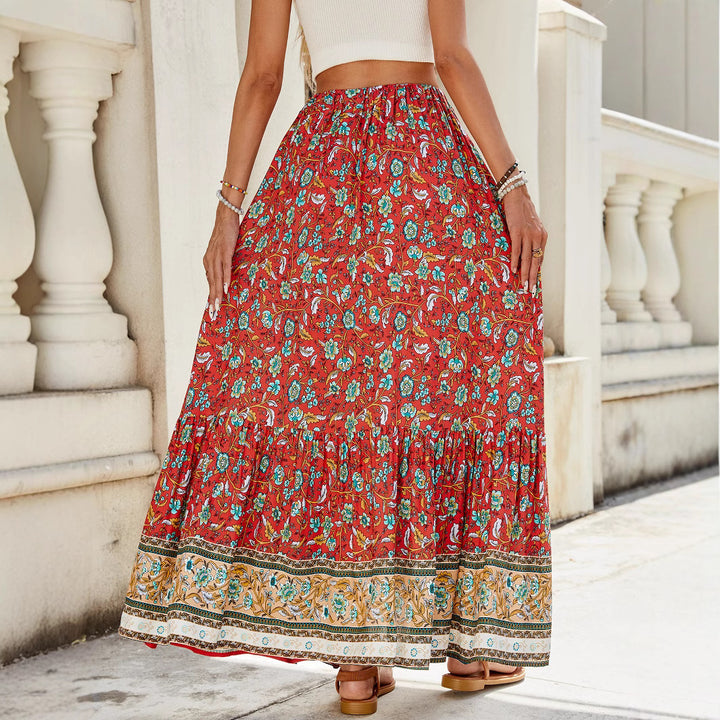 Lune London floral print bohemian maxi skirt