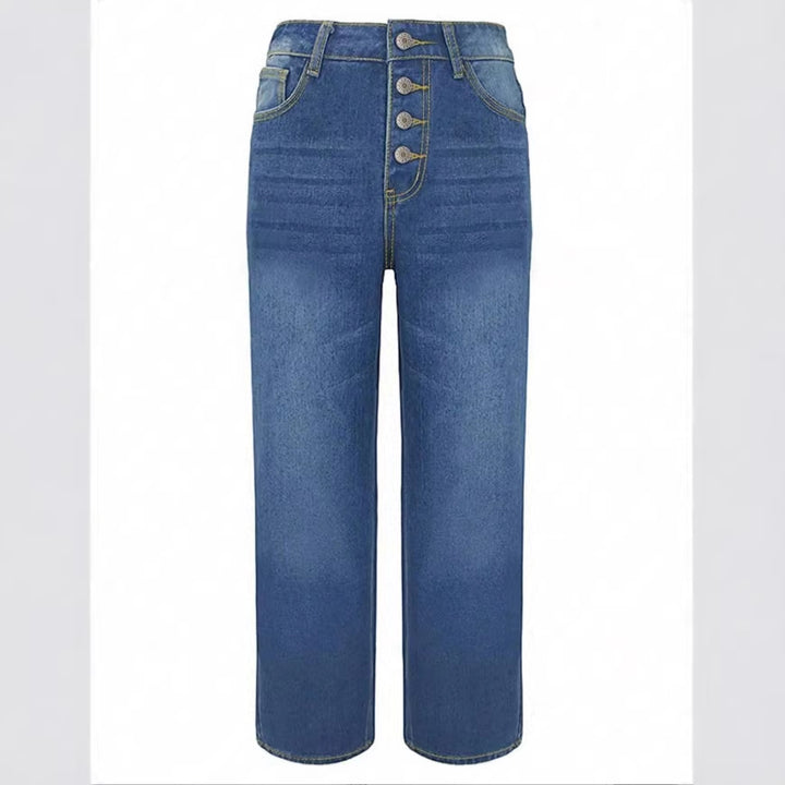 Women High-Waisted Cropped Jeans with Wide Straight-Leg Fit Amarae