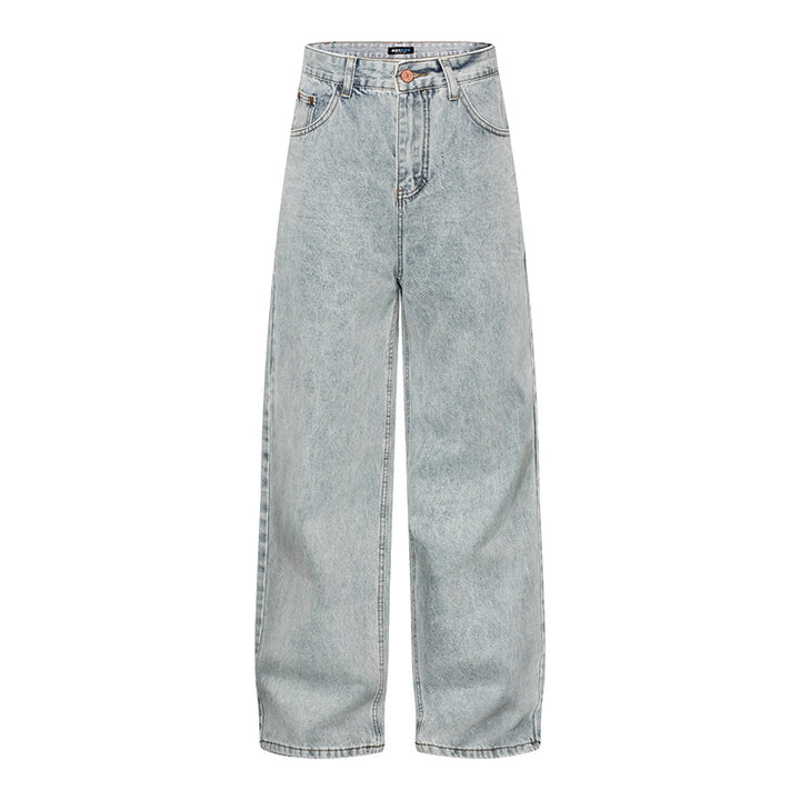 Women's High-Cut Vintage-Washed Baggy Jeans with Wide Palazzo Cut Amarae