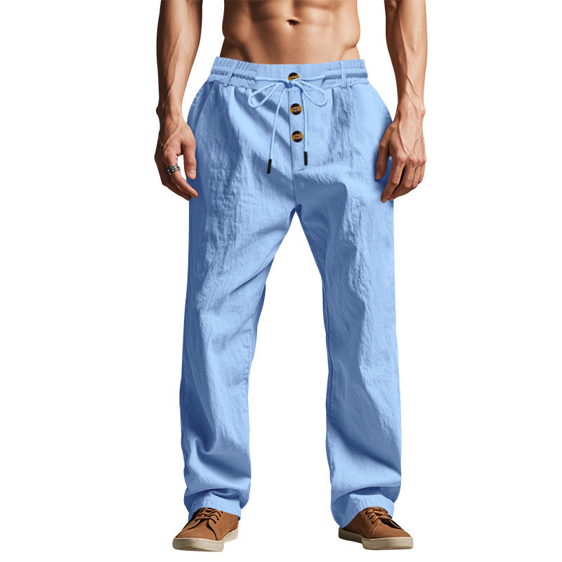Men's casual lounge pants with elastic waistband and button details Lune London