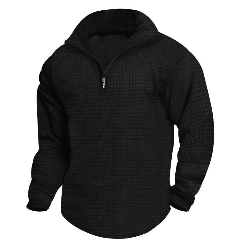 Pull en polyester à col montant pour homme, avec fermeture éclair pratique et design texturé Lune London