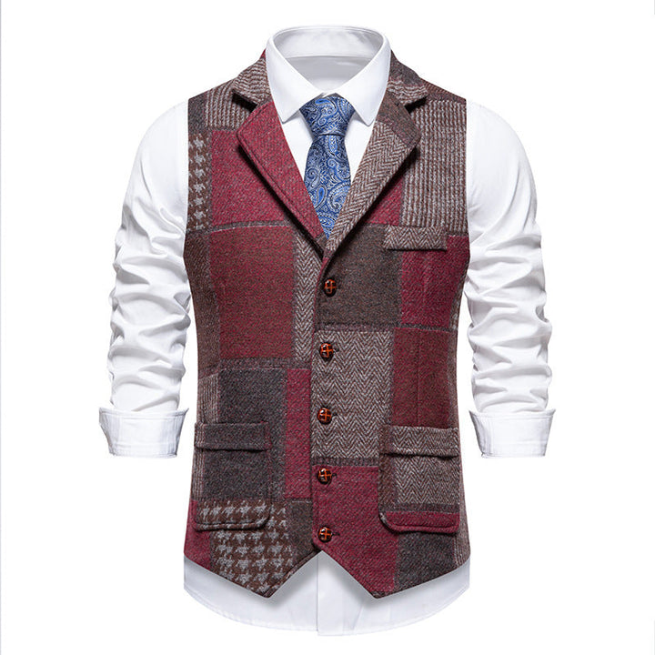 Men's waistcoat in modern patchwork design with practical pockets Amarae