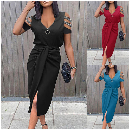 Ladies Elegant wrap dress with trendy cut-out details and shiny embellishments Amarae