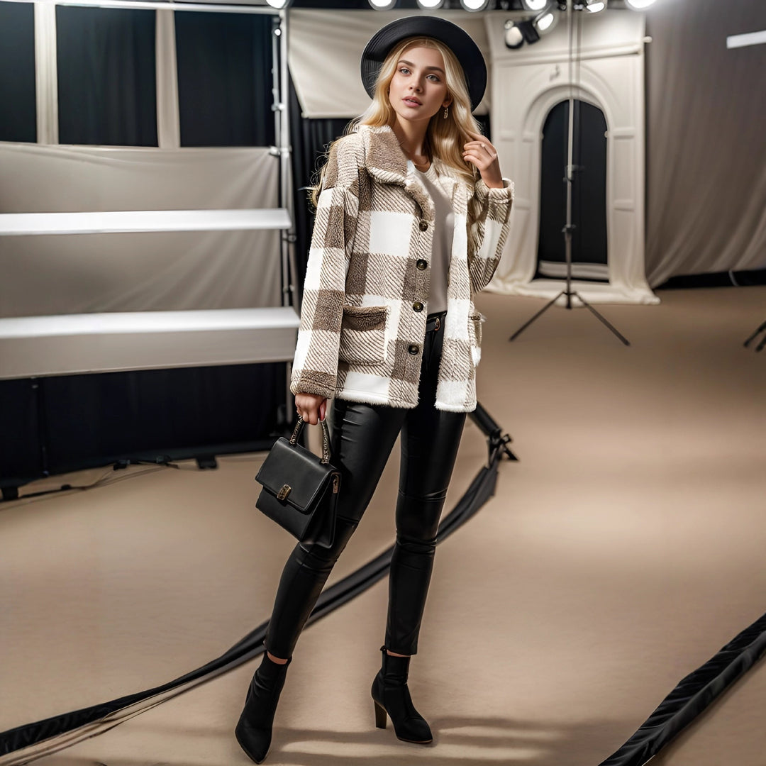 Ladies Fleece Jacket with Pattern and Practical Pockets and Trendy Cut Lune London