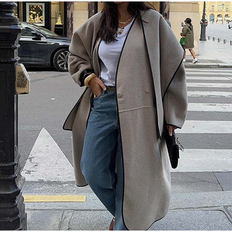 Ladies Oversized Wool Cape with Chic and Stylish Fashion Accents
