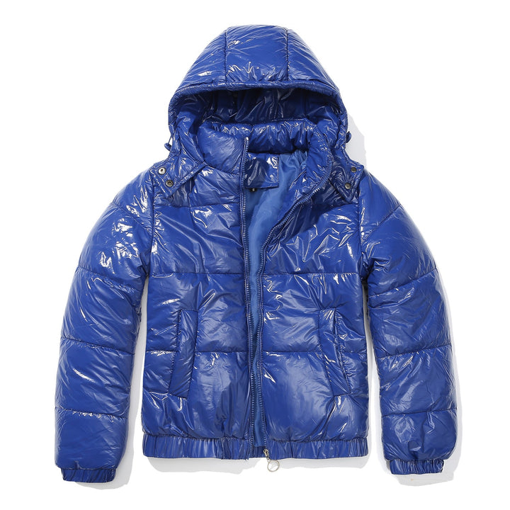 Women's Shiny Quilted Jacket with Removable Hood Lune London
