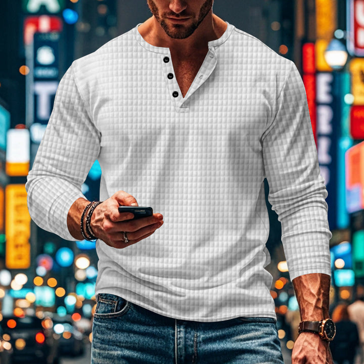 Men's long sleeve shirt with textured design and elegant button placket Chic and style
