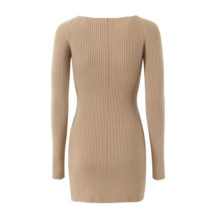 Fitted ribbed dress for women with cut-out details and long sleeves Lune London