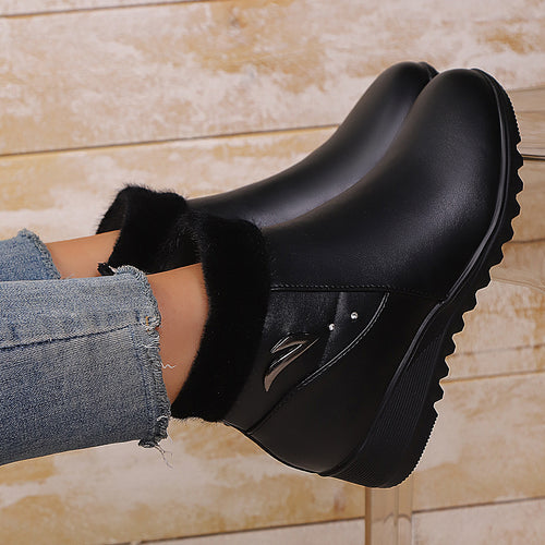 Wedge heel boots for women with soft inner lining and stylish zipper Amarae