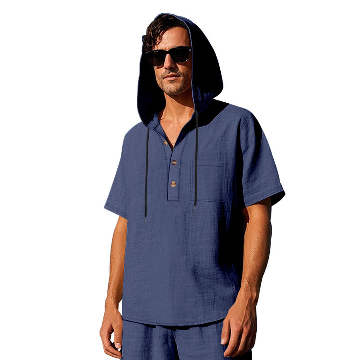 Men's casual hoodie with button placket and chest pocket Lune London