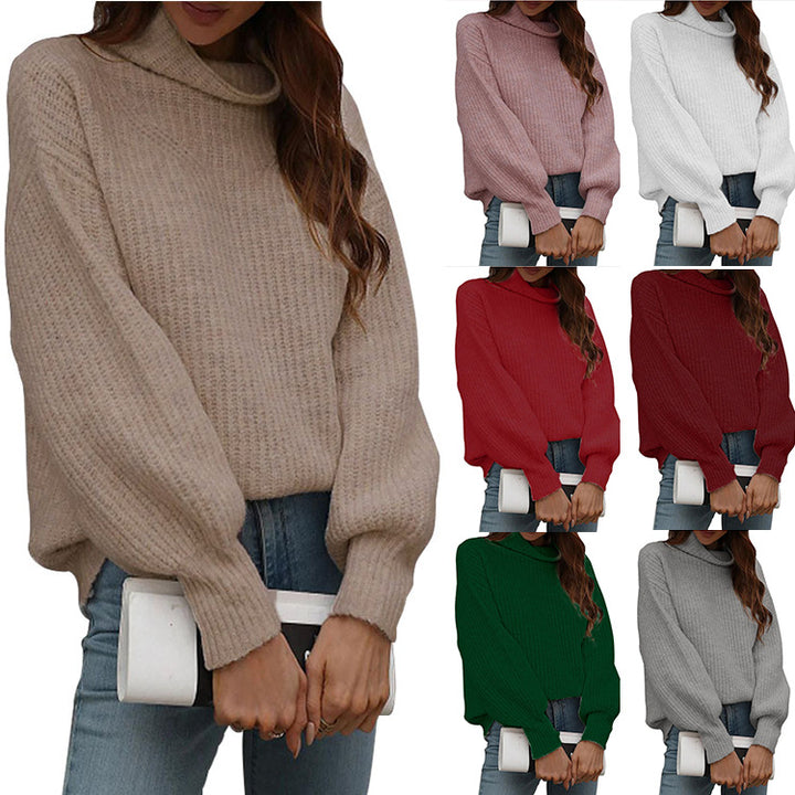 Oversized knitted pullover for women with a casual high neck design Lune London
