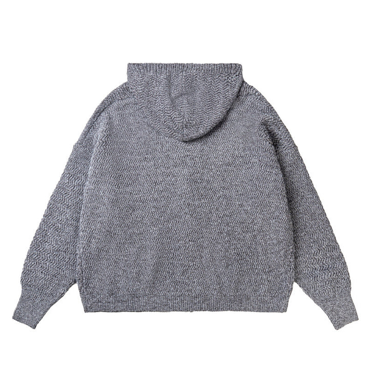 Unisex Knit Hooded Jacket with Textured Pattern and Full Zip Amarae