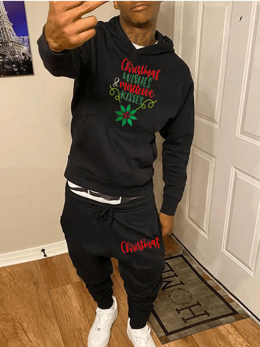 Men's cozy hoodie and jogger pants set with festive Christmas pattern Lune London
