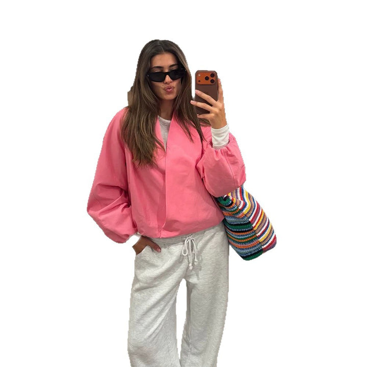 Women's short jacket in boxy cut with voluminous balloon sleeves and concealed front Amarae