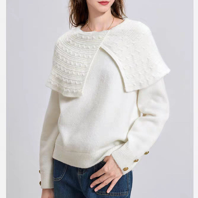 Pull élégant pour femmes en vert forêt avec col texturé de haute qualité Chic & Stil