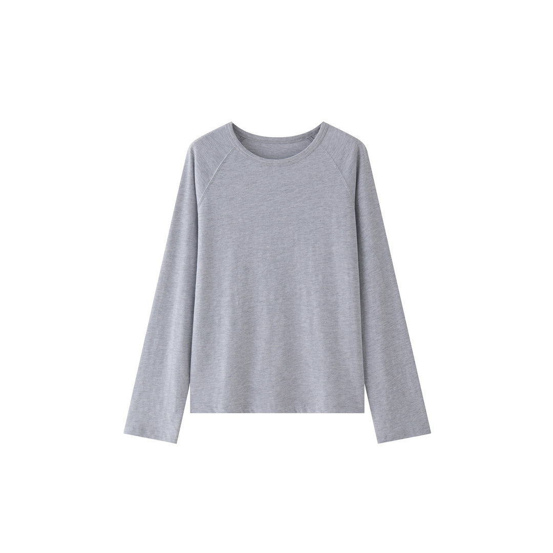 Women's Lightweight Oversize Sweatshirt made of Cotton Blend with Raglan Sleeves and Ribbed Crew Neck Amarae