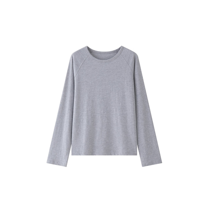 Women's Lightweight Oversize Sweatshirt made of Cotton Blend with Raglan Sleeves and Ribbed Crew Neck Amarae