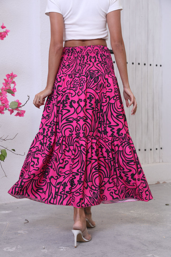 Lune London ruffled maxi skirt for women with gathered belt