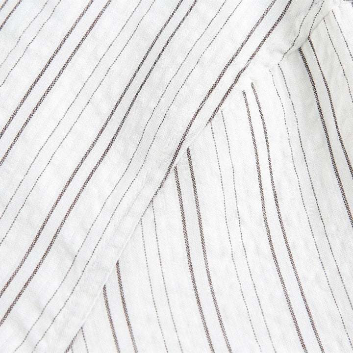 Unisex Striped Overshirt Jacket with Shirt Collar and Concealed Zipper Amarae