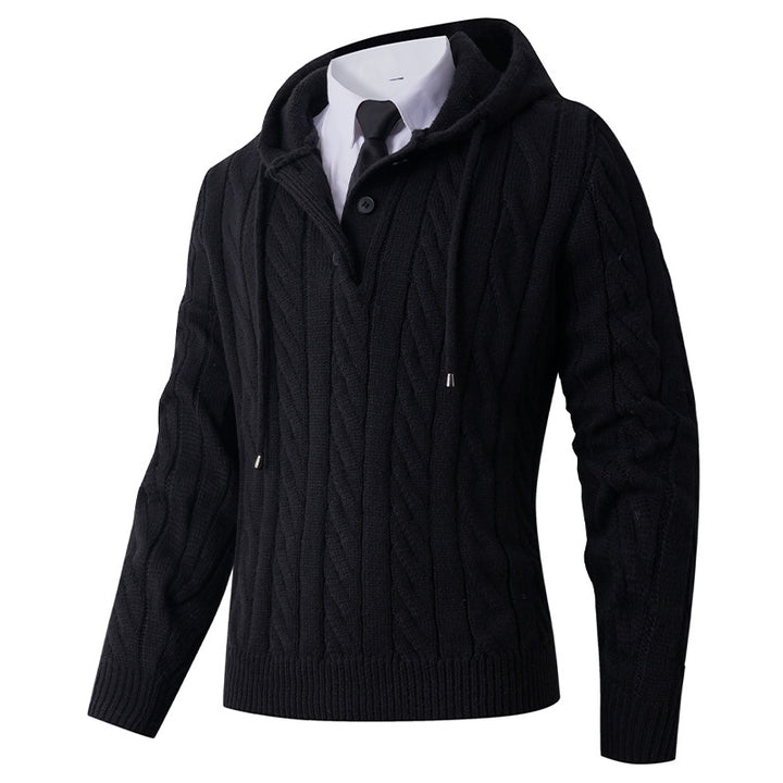 Men's knitted hoodie jacket with modern twisted pattern Lune London