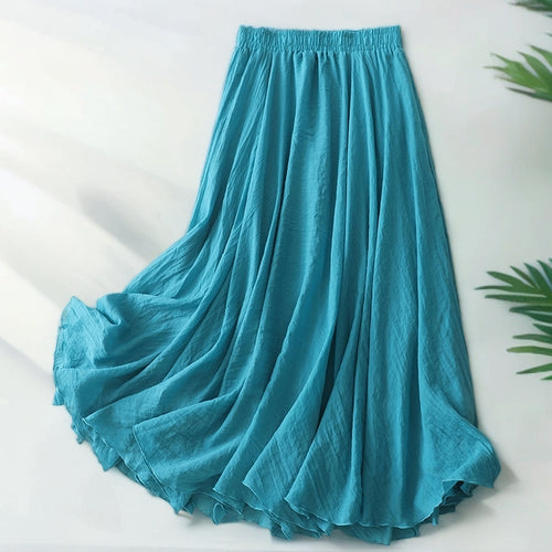 Women Long Flowing Maxi Skirt with Elastic Waist and Modern Cut Amarae