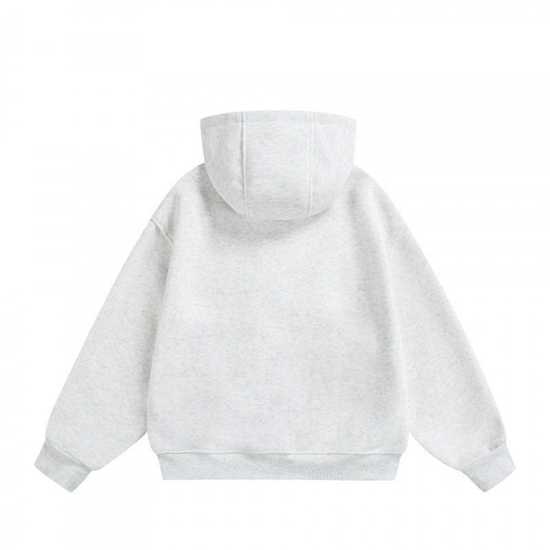 Unisex Boxy Hoodie Jacket with Two-Way Zipper and Geometric Seam Details Amarae