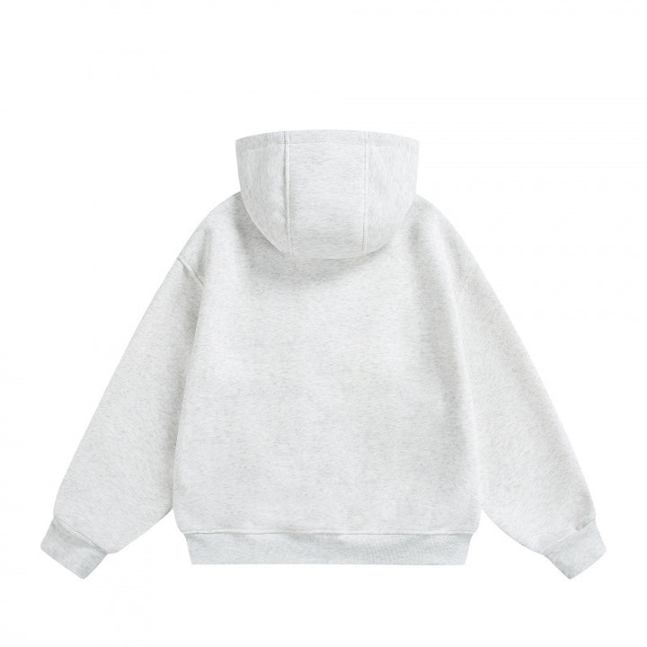 Unisex Boxy Hoodie Jacket with Two-Way Zipper and Geometric Seam Details Amarae
