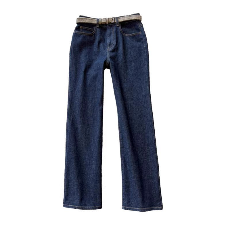 High-waisted wide-leg jeans for women in a classic style with chic and stylish solid details