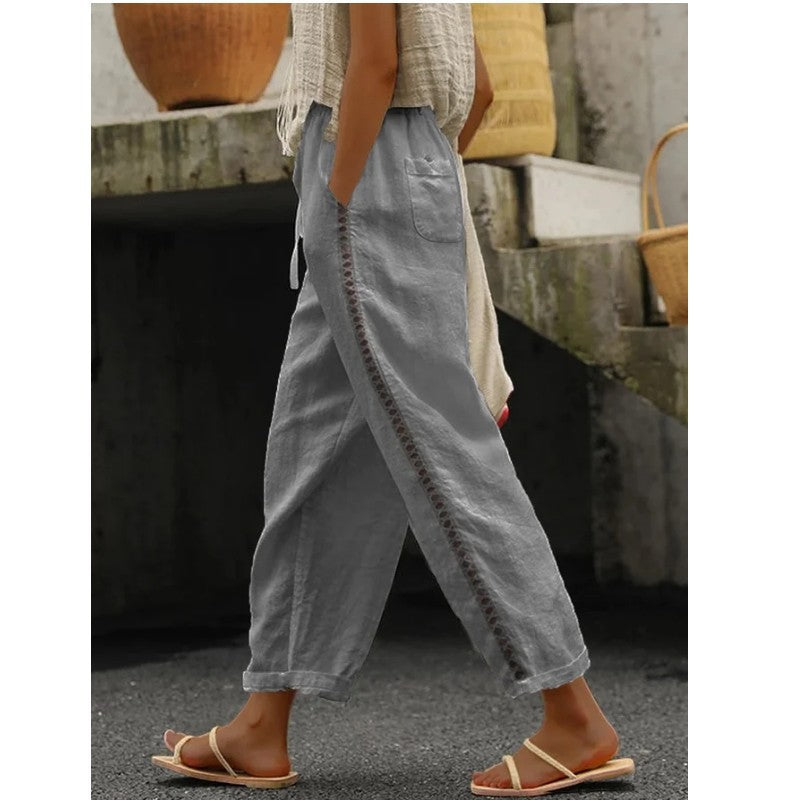 Light A-line linen pants for women with side pockets Lune London