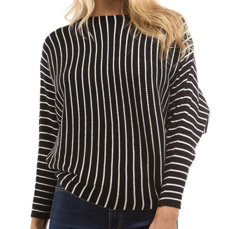 Plus size knitted sweater for women with a modern striped pattern and a casual fit Lune London