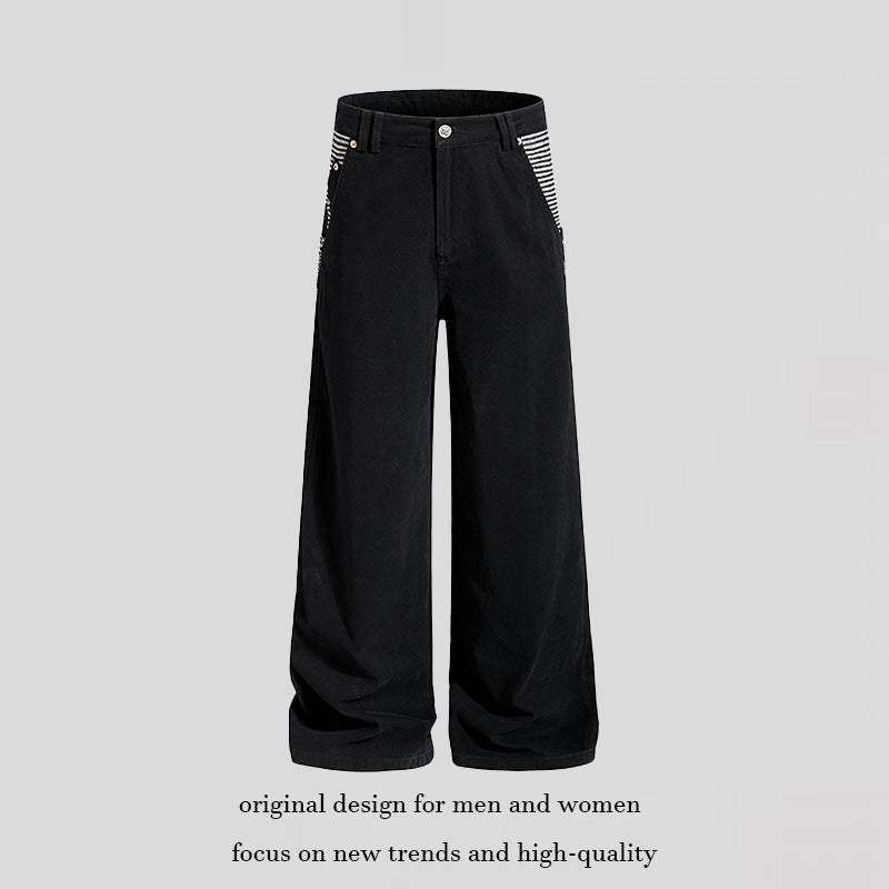 Women's Wide High-Waist Culotte Jeans in Palazzo Cut with Contrasting Pockets Amarae