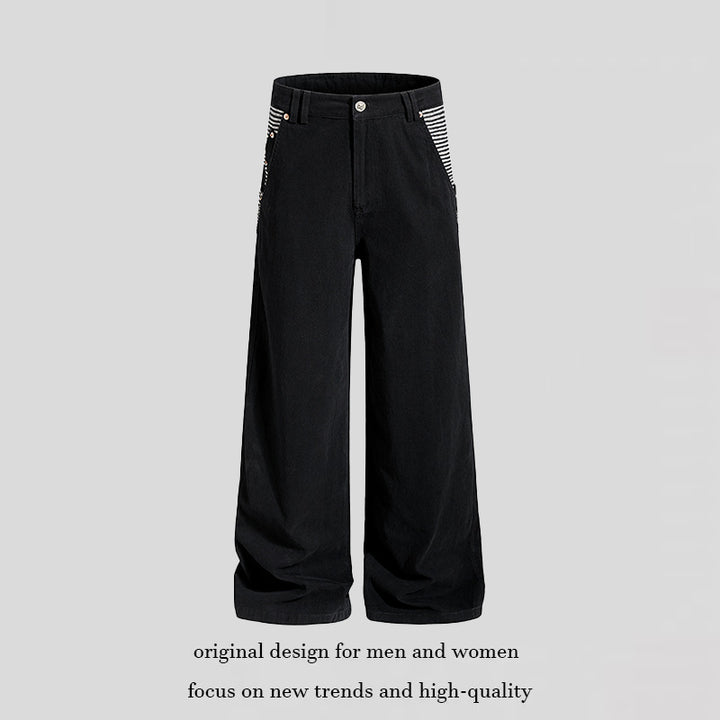 Women's Wide High-Waist Culotte Jeans in Palazzo Cut with Contrasting Pockets Amarae
