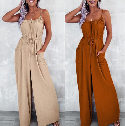 Lightweight sleeveless jumpsuit for women with adjustable belt Amarae