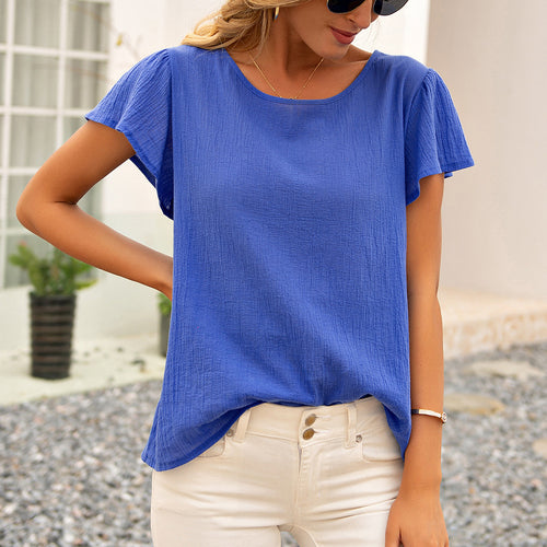 Ladies casual short sleeve top with loop detail Amarae