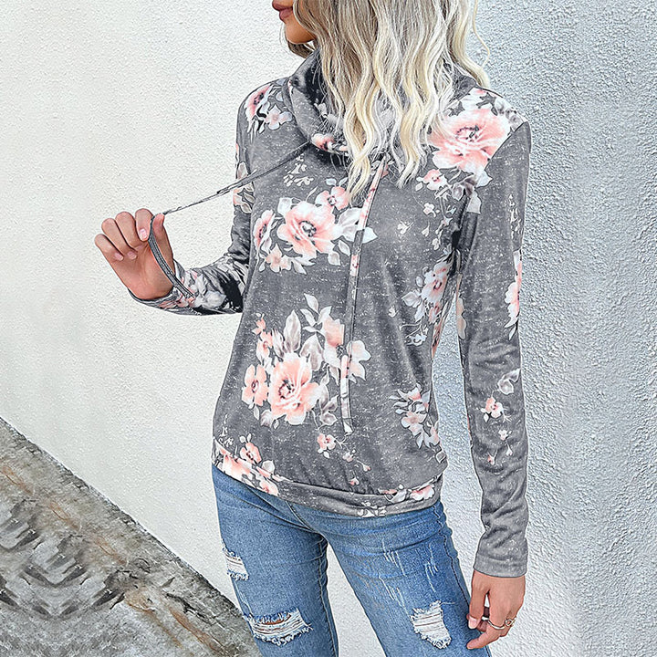 Pull femmes avec motif floral et col haut Chic & Stil