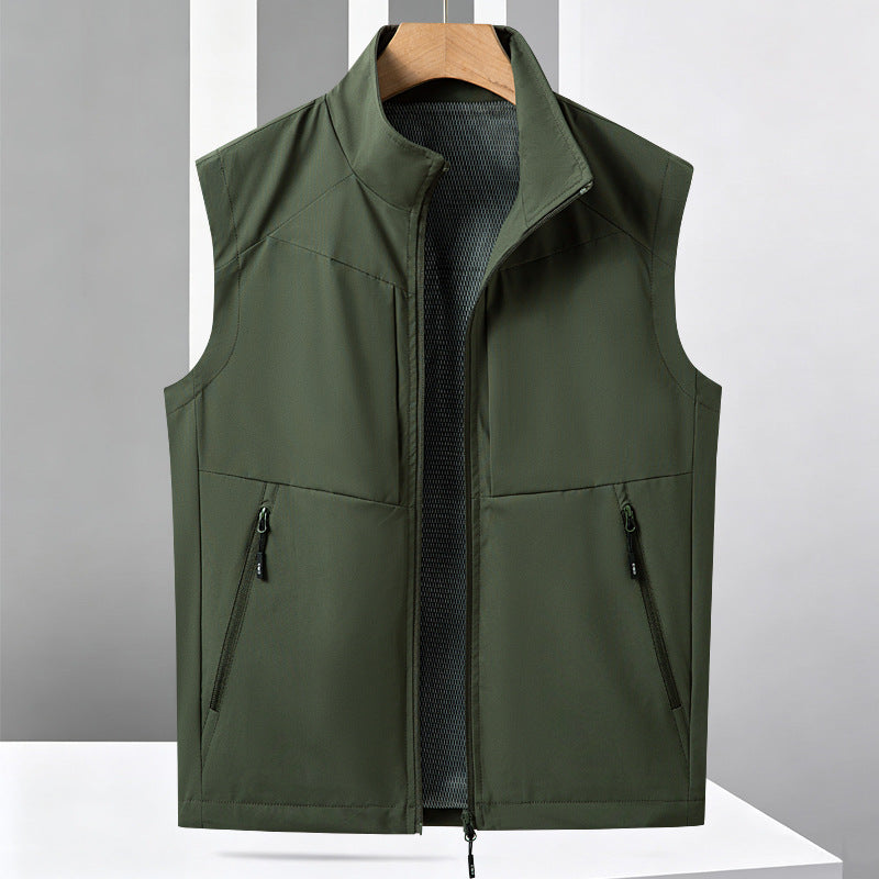 Men's Lightweight Multifunctional Softshell Vest with Breathable Mesh Lining and Two-Way Zipper Amarae