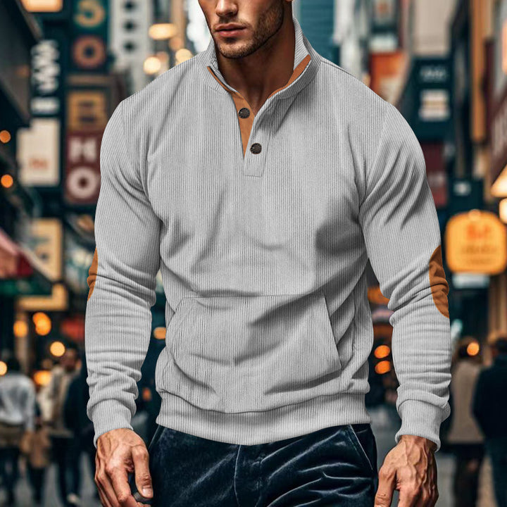Casual men's sweater with button placket and textured surface Lune London