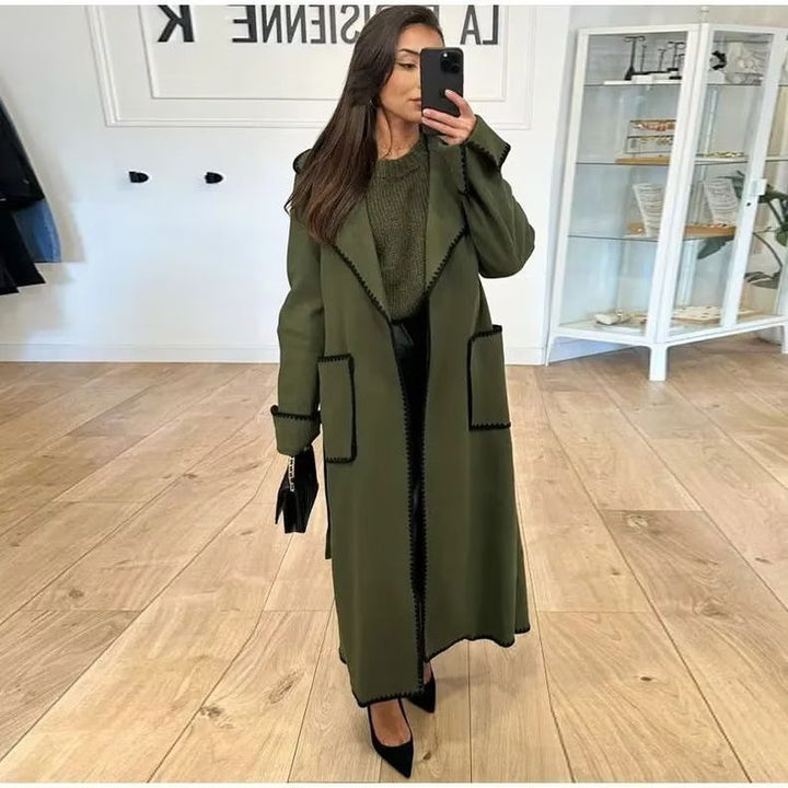 Elegant transitional jacket for women with decorative belt and high-quality pockets Lune London