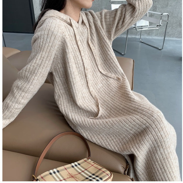 Pull en tricot pour femmes avec capuche et texture côtelée Chic & Stil