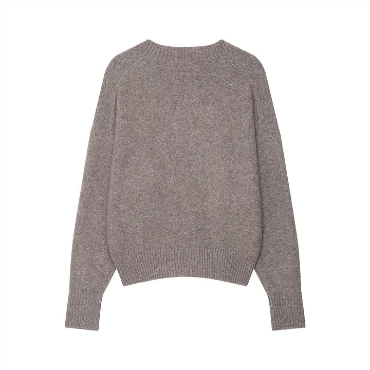 Casual sweater for women with V-neck and ribbed knit Lune London