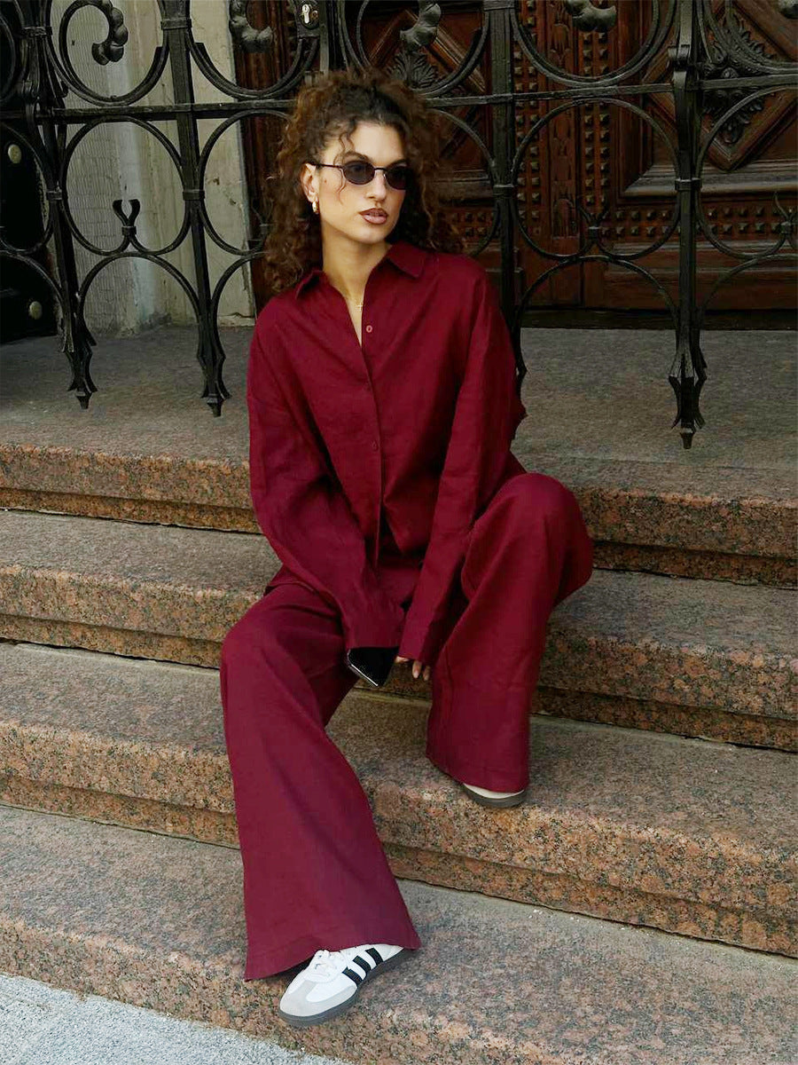 Casual linen set for women with a loose top and pants Lune London